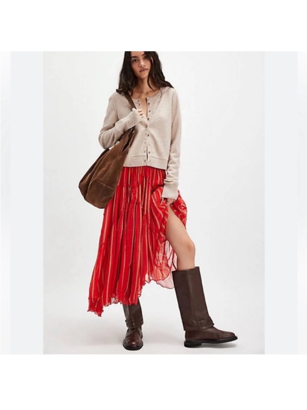 Free People Red one Ember flowy skirt M NWOT